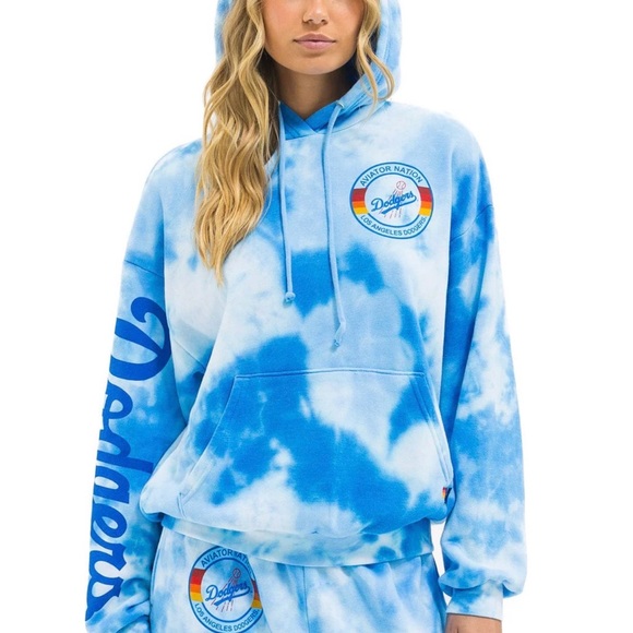 Aviator Nation Tops - NWT Aviator Nation Blue Tie-Dye Dodgers Hoodie